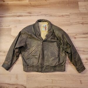 VTG 80/90s M Julian Adventures Distressed Leather Flight Bomber Jacket Men Sz 42